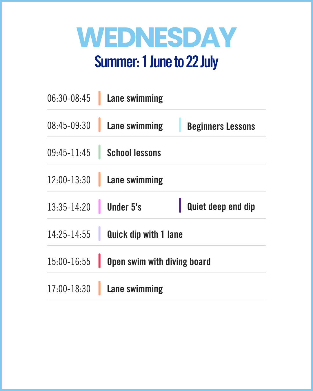 Summer Wednesday Schedukle