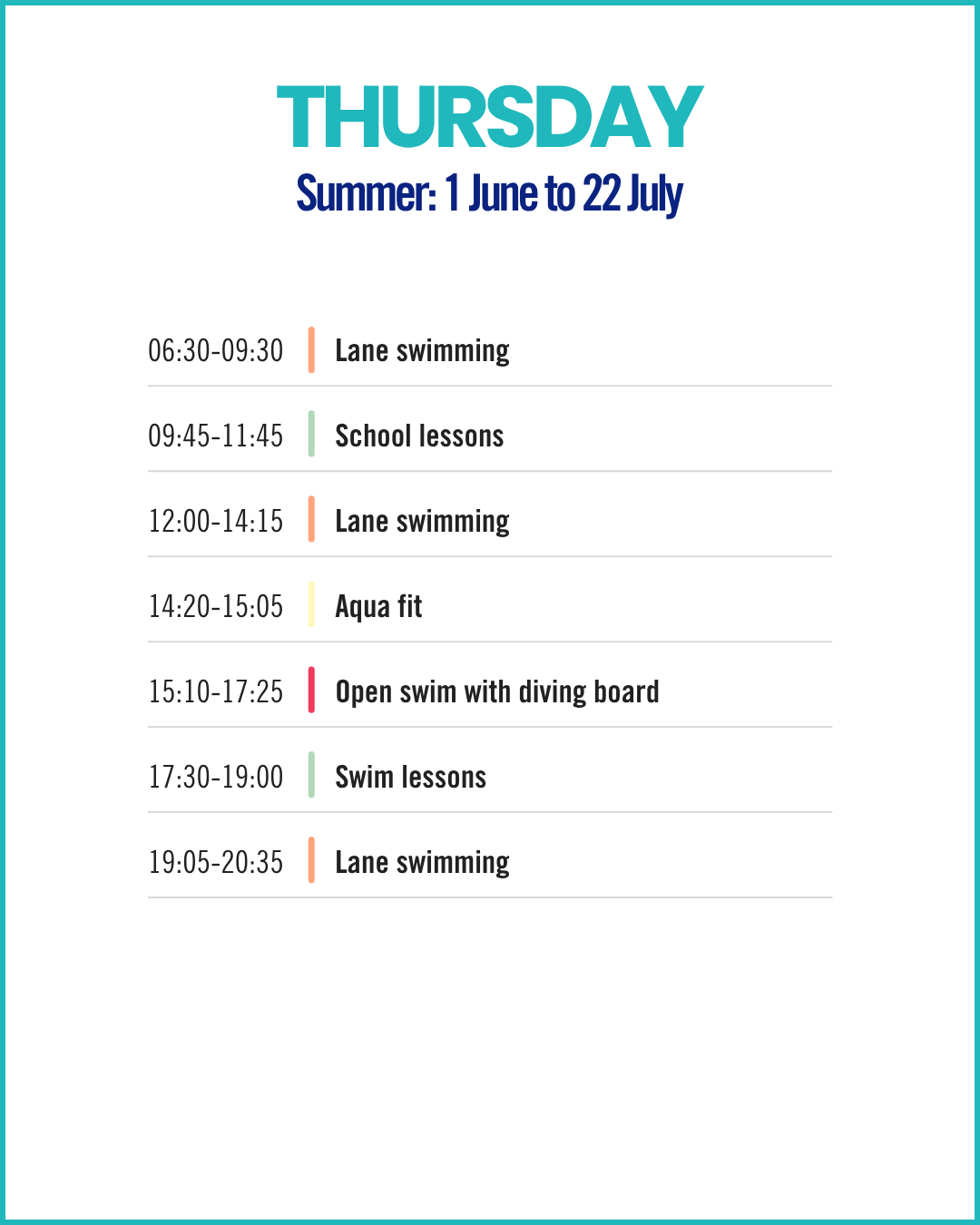 Summer Thursday Schedule
