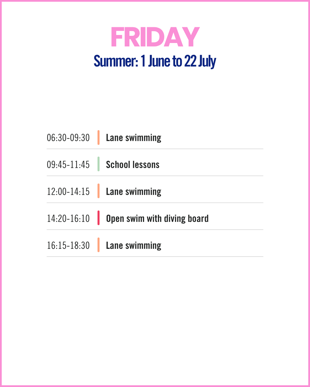 Summer Friday Schedule